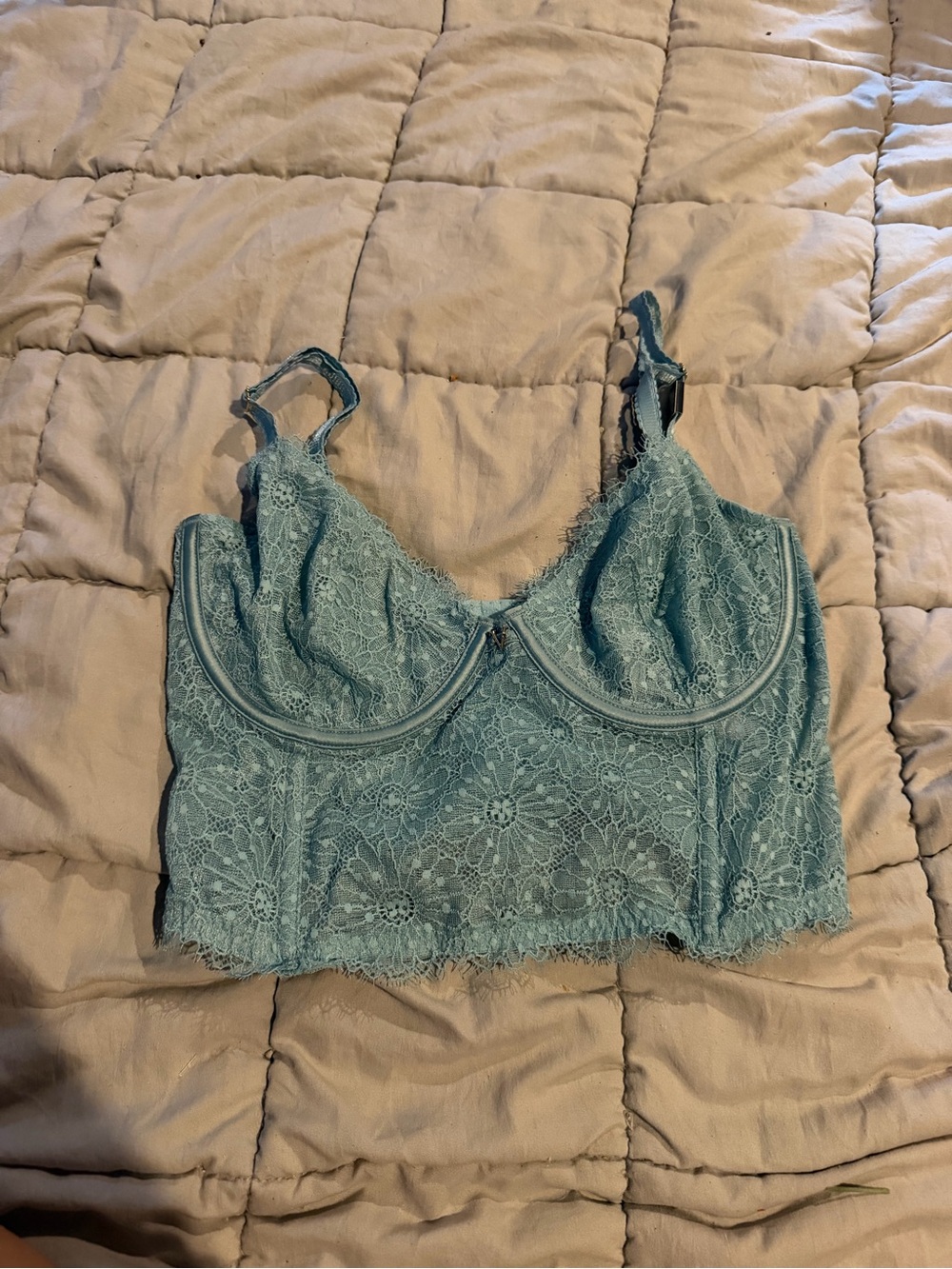 Victoria's Secret Lace Longline Bralette in Light Blue